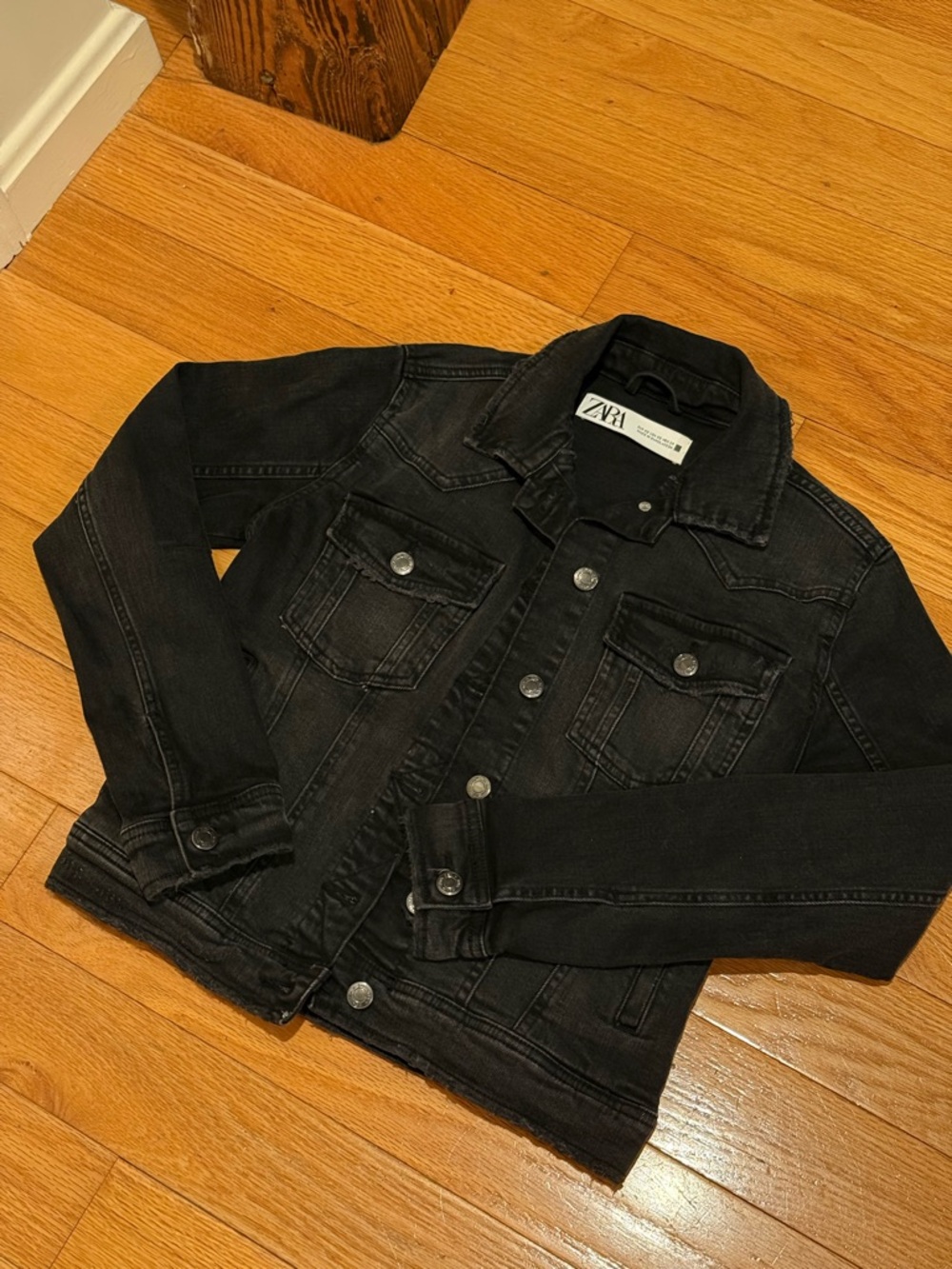 ZARA Black Denim Trucker Jacket